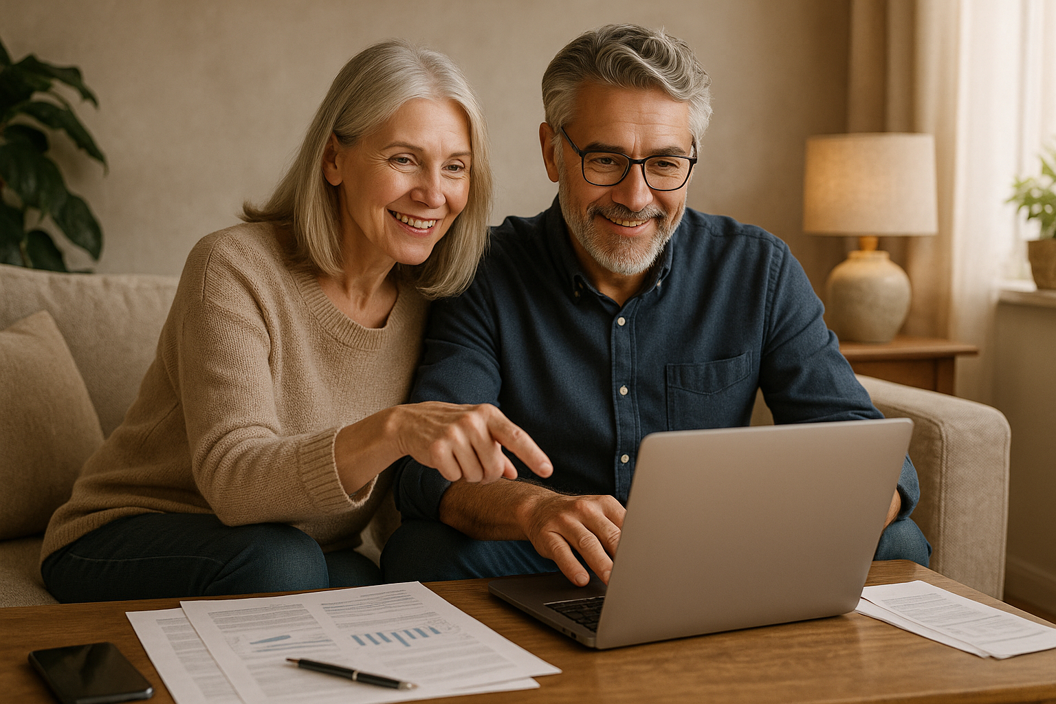 Couple mature explorant des options d