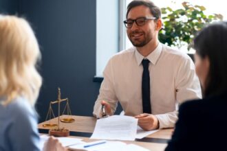 Avocat conseillant un entrepreneur sur la création d'entreprise