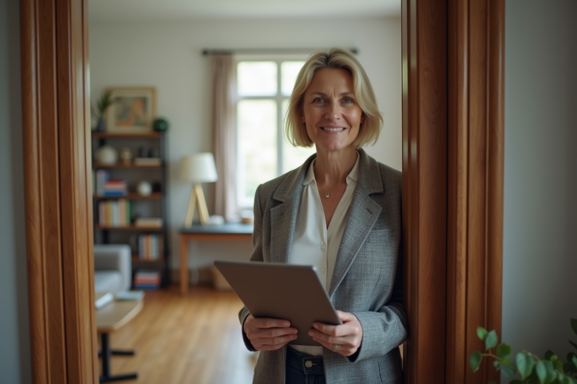 Femme d affaires dans un appartement moderne accueillant