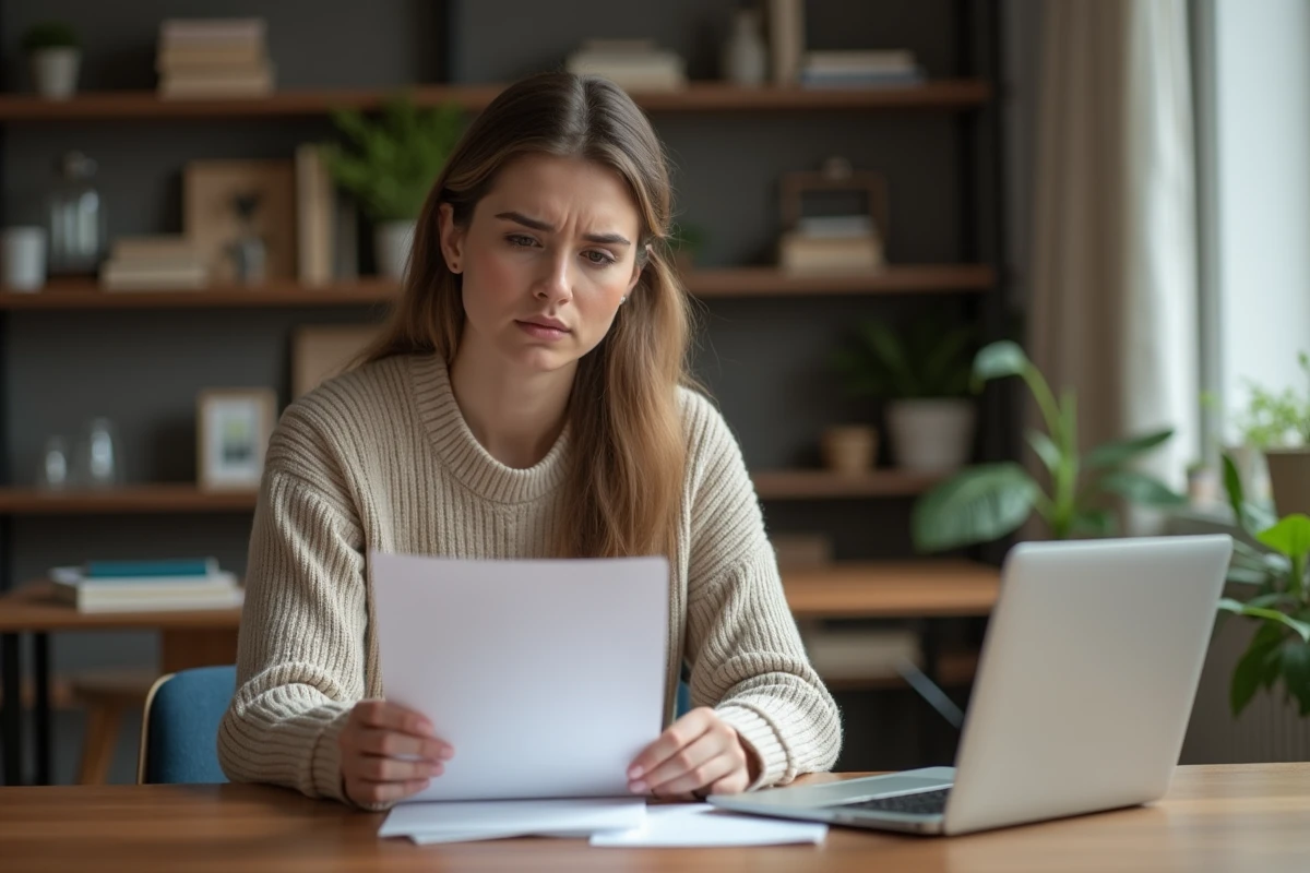 Femme lisant une lettre dans un appartement moderne