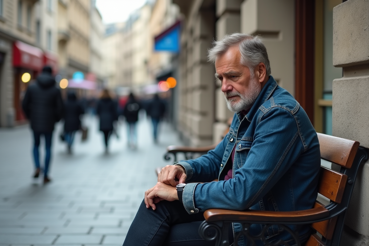Homme d âge moyen regardant sa montre dehors