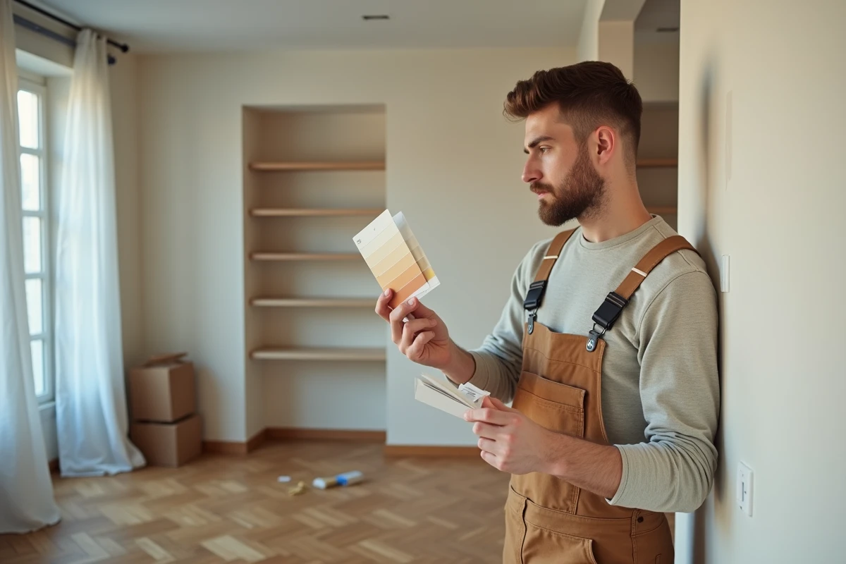 Jeune homme choisissant une couleur pour la rénovation