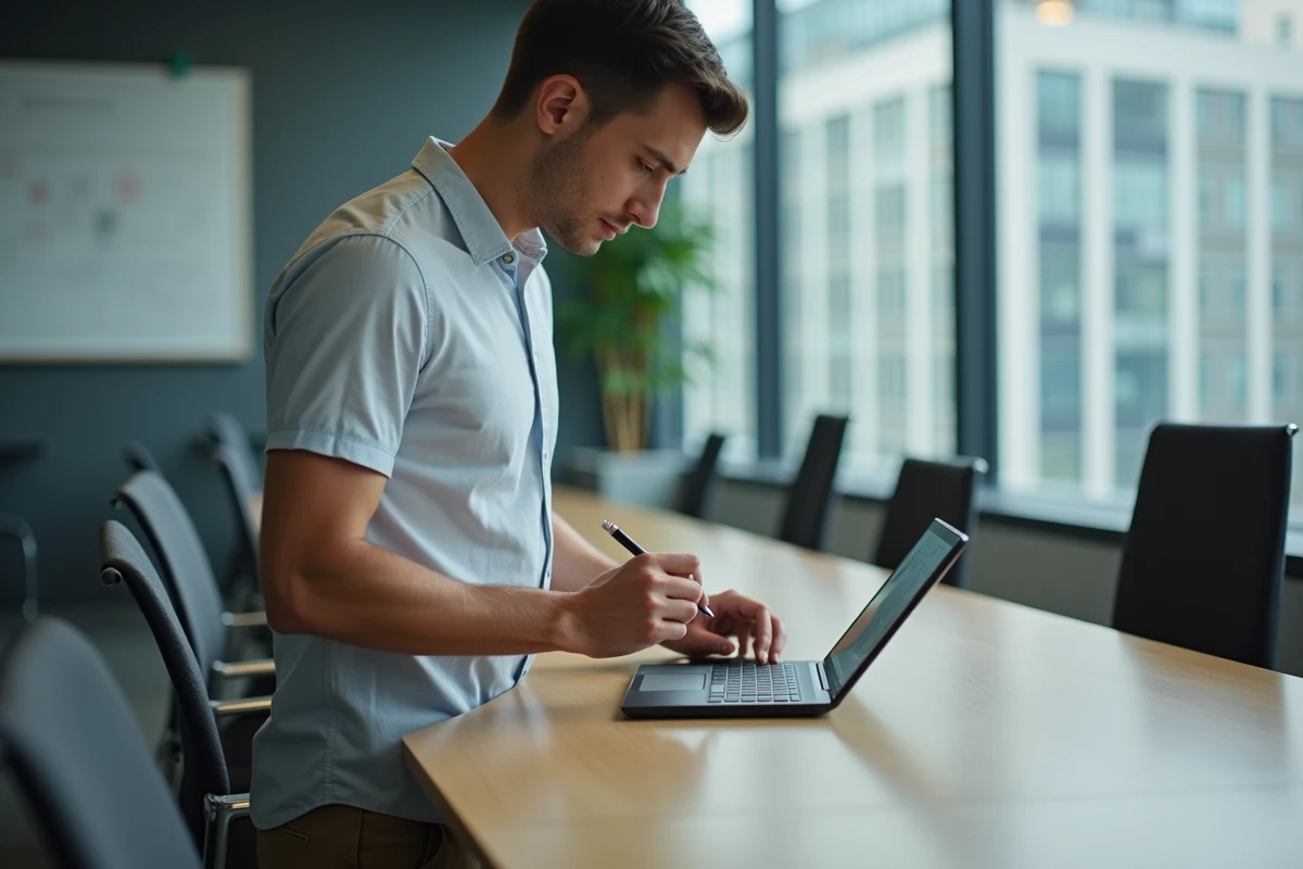 Jeune homme prenant des notes lors d