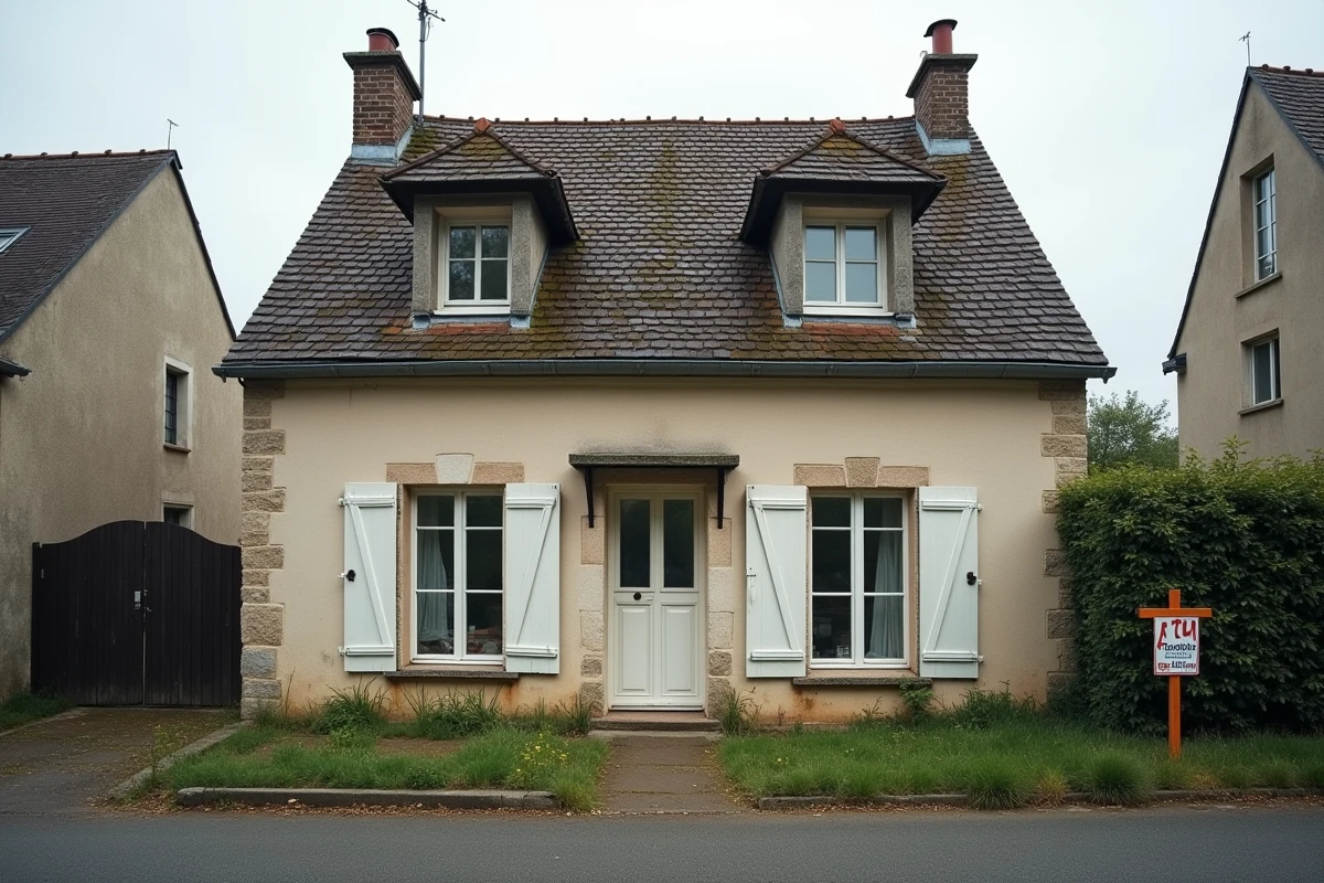 Maison individuelle à vendre dans l'Oise avec panneau immobilier dans un contexte de divorce urgent