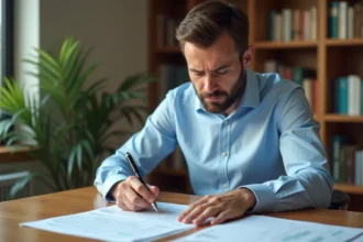 Propriétaire bailleur analysant les documents de plafond de ressources Pinel pour son locataire